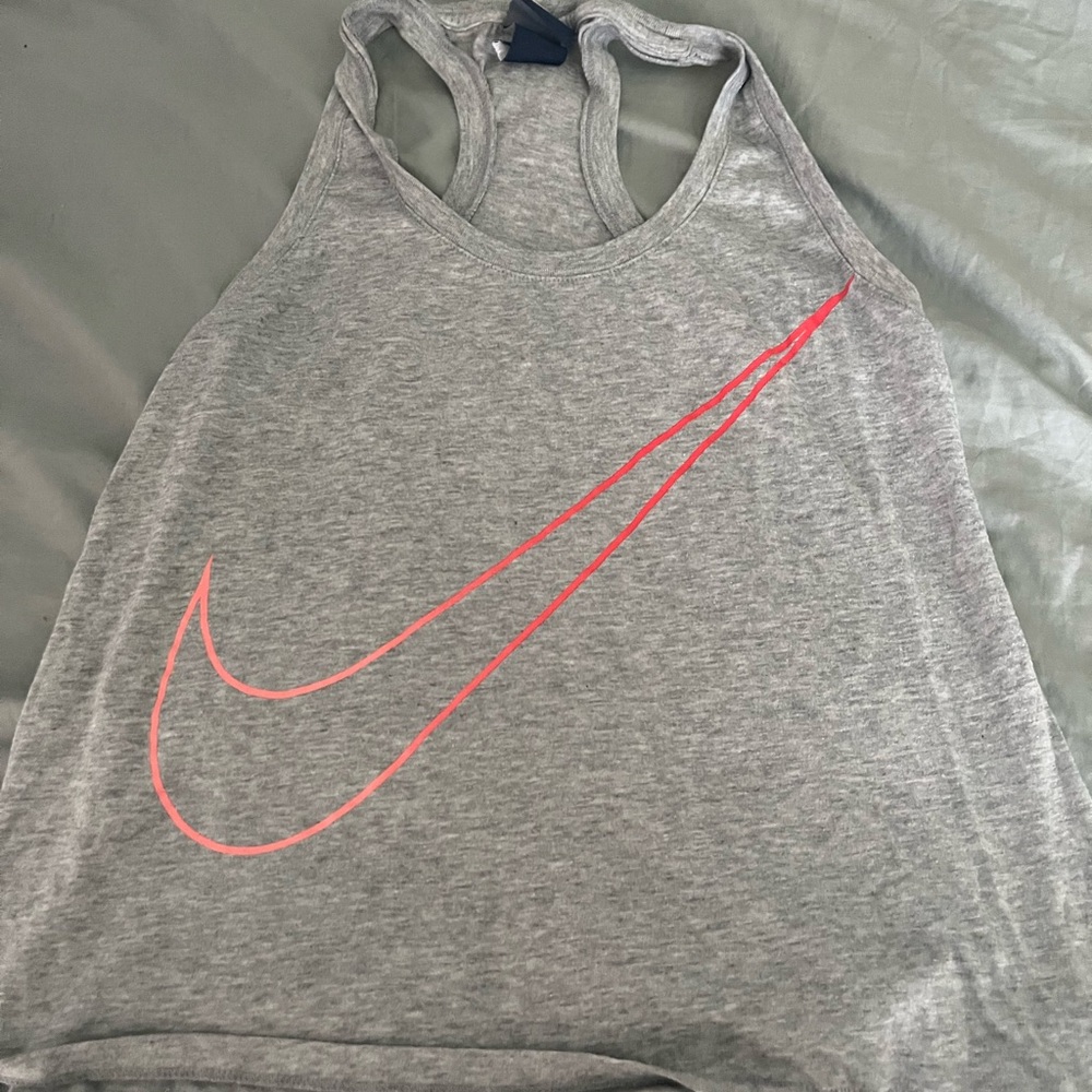 Nike Heather Gray Tank with Ombre Pink Logo